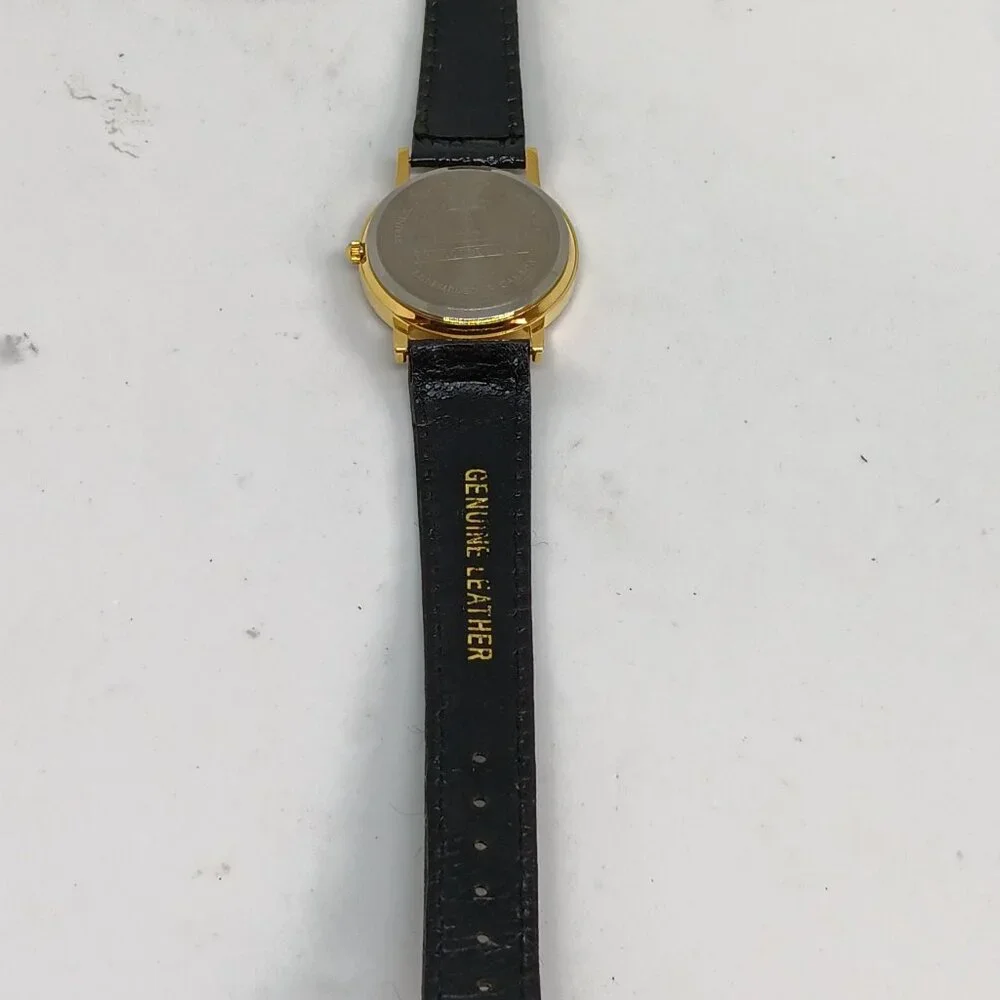 Greyhound 33mm Women's Gold Tone Black Leather Band Dog Watch